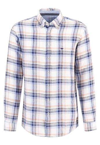 FYNCH-HATTON Karohemd aus reinem Leinen Tangerine/L von FYNCH-HATTON