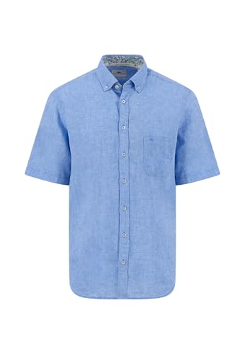 FYNCH-HATTON Kurzarm Hemd aus Leinen-Baumwoll-Mix mit Brusttasche Crystal Blue/M von FYNCH-HATTON