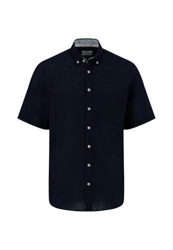 FYNCH-HATTON Kurzarm Hemd aus Leinen-Baumwoll-Mix mit Brusttasche Navy/XXL von FYNCH-HATTON