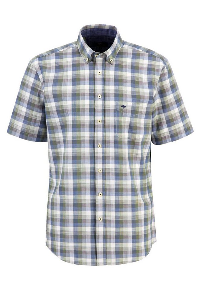FYNCH-HATTON Kurzarmhemd Summer Slub Check, B von FYNCH-HATTON