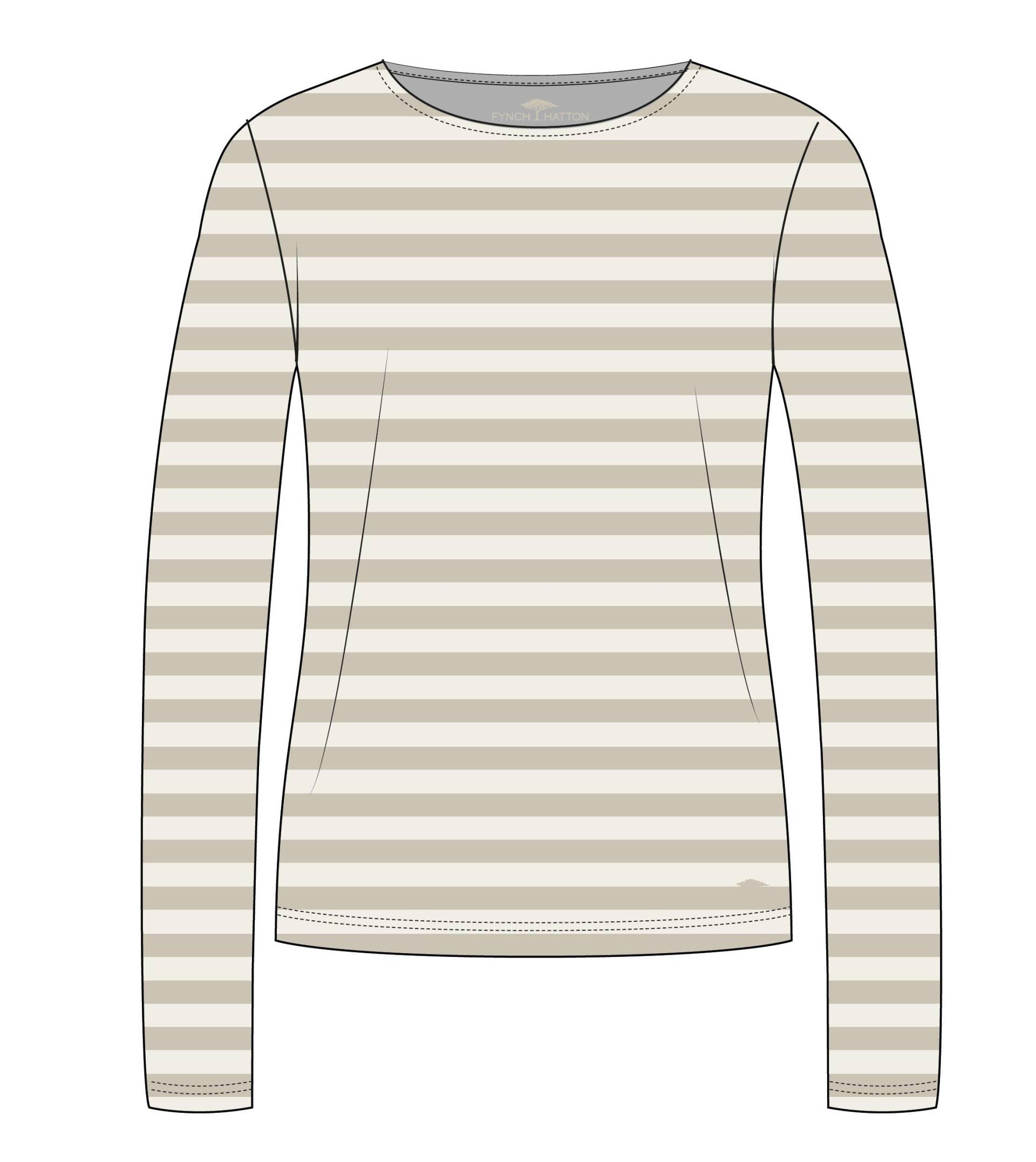 FYNCH-HATTON - LONGSLEEVE STRIPE SLUB STRUCTUE sand - Gr. - XXL von FYNCH-HATTON