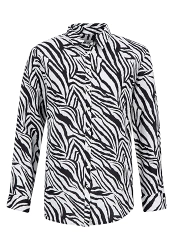 FYNCH-HATTON Leichte Leinenbluse Black-White Zebra / 42 von FYNCH-HATTON