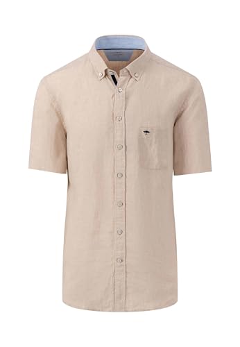 FYNCH-HATTON Leichtes Halbarm-Leinenhemd mit Button-Down-Kragen Stone/S von FYNCH-HATTON