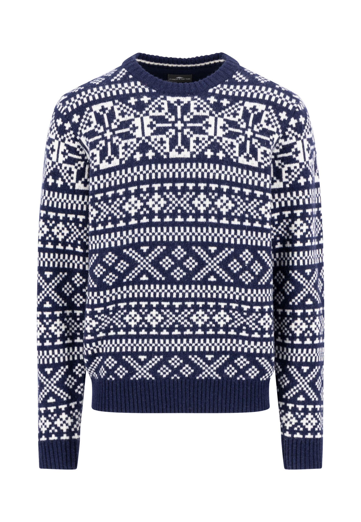 FYNCH-HATTON - O-Neck, Big Jacquard navy - Gr. - M von FYNCH-HATTON