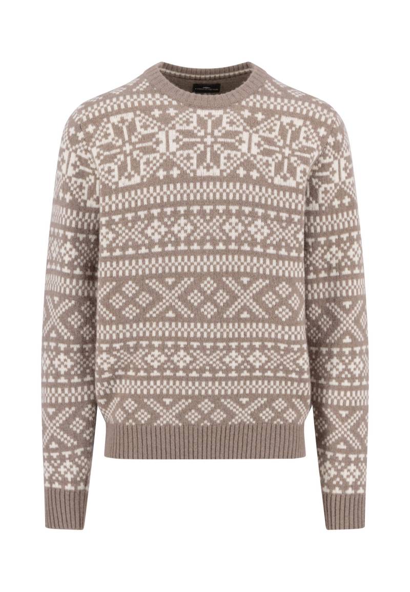 FYNCH-HATTON - O-Neck, Big Jacquard taupe - Gr. - M von FYNCH-HATTON