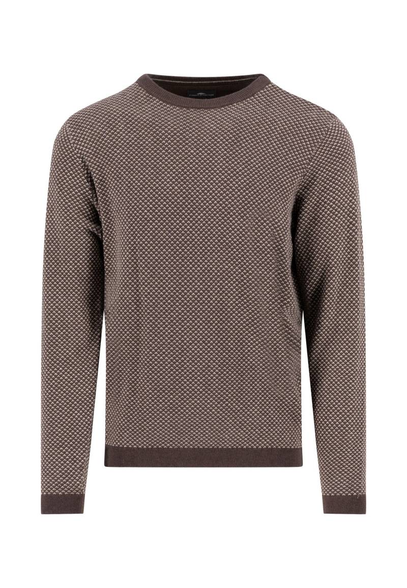 FYNCH-HATTON - O-Neck, jacquard, Winter Air Cotton dark chocolate - Gr. - L von FYNCH-HATTON