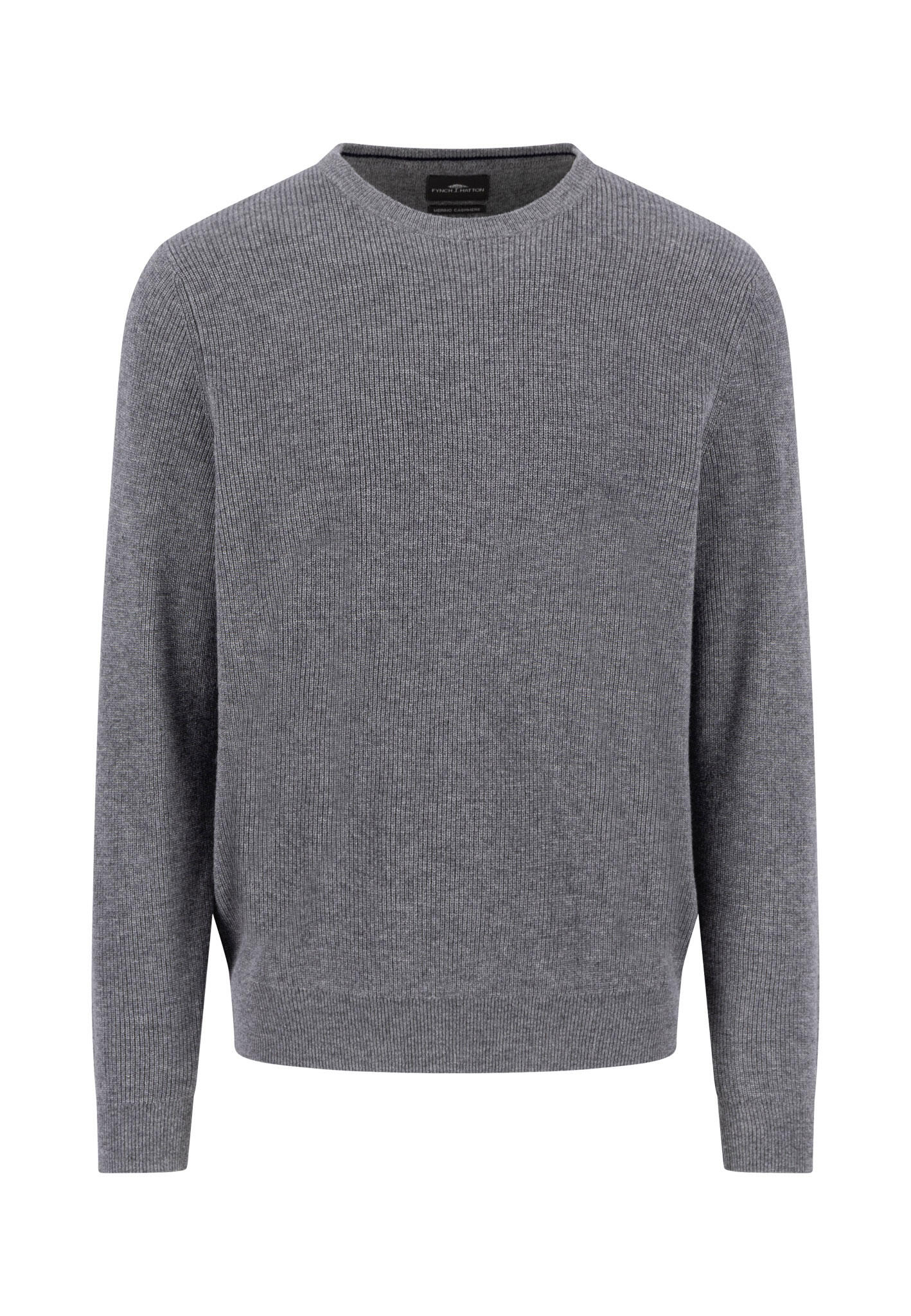 FYNCH-HATTON - O-Neck, structure, Merino Cashmere steel - Gr. - XL von FYNCH-HATTON