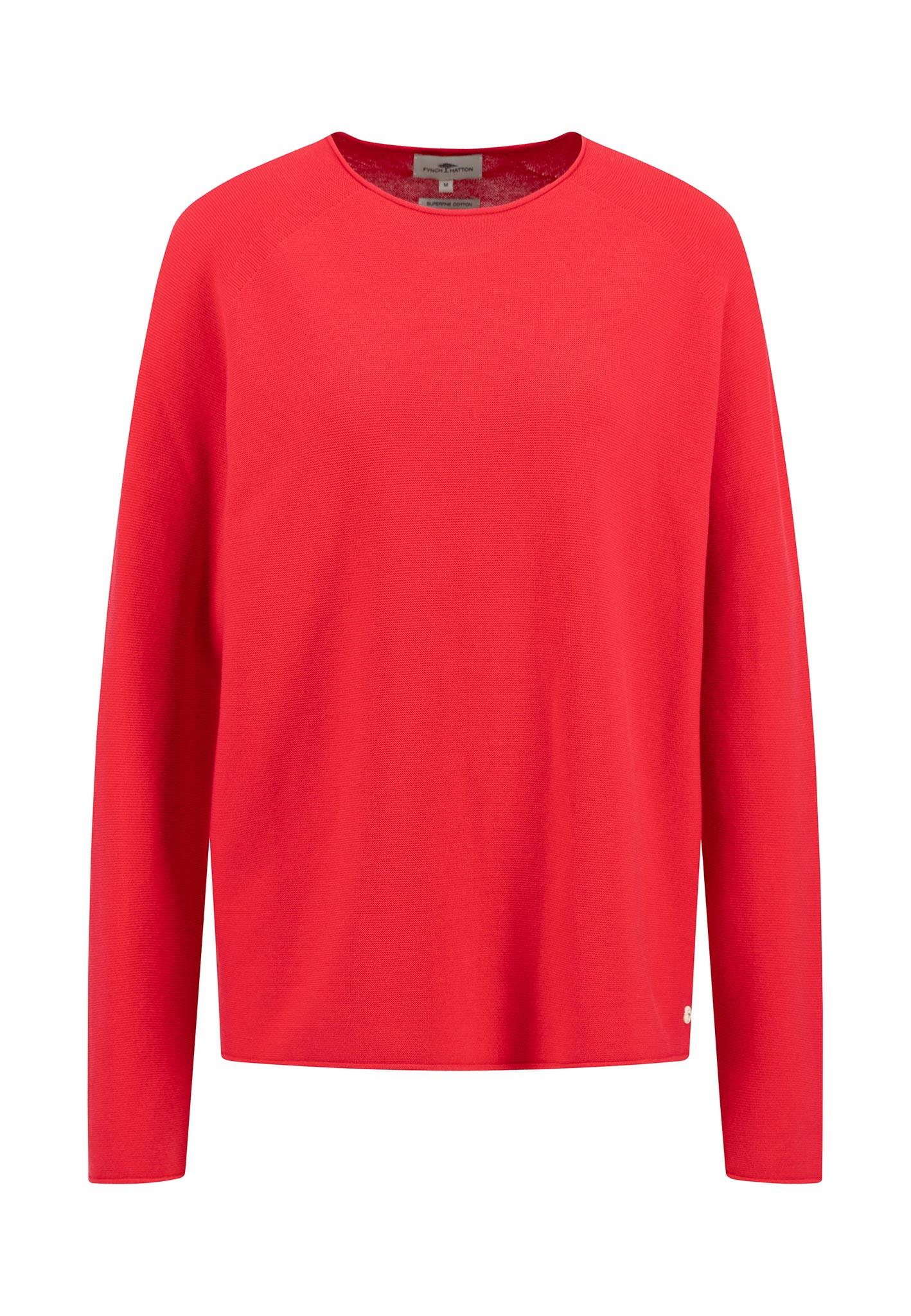 FYNCH-HATTON - PULLOVER O-NECK FINE COTTON crimson red - Gr. - XL von FYNCH-HATTON