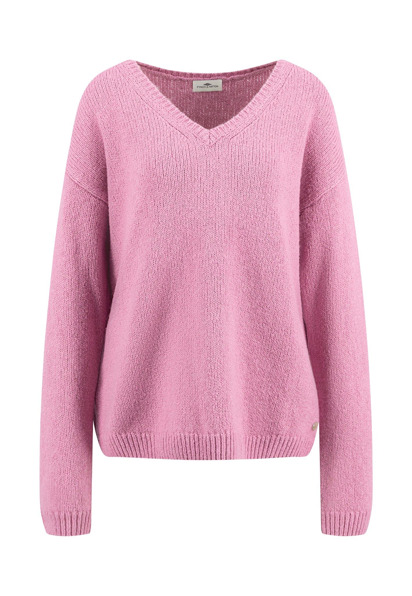 FYNCH-HATTON - PULLOVER V-NECK MELANGE mauve rose - Gr. - XS von FYNCH-HATTON