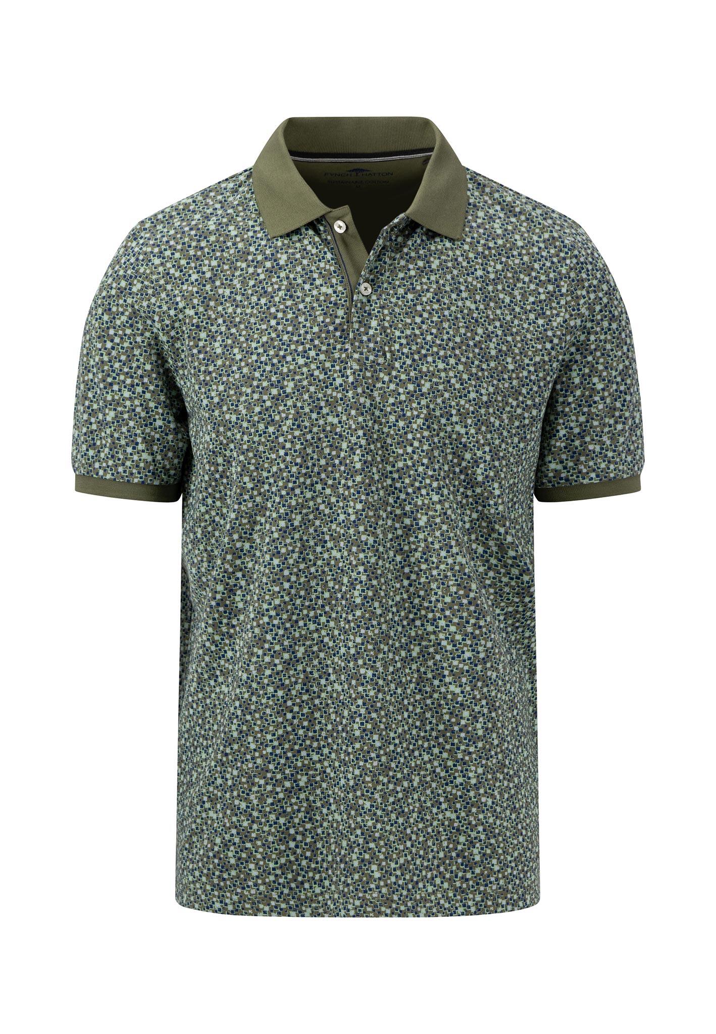 FYNCH-HATTON - Polo, AOP dusty olive - Gr. - XXL von FYNCH-HATTON