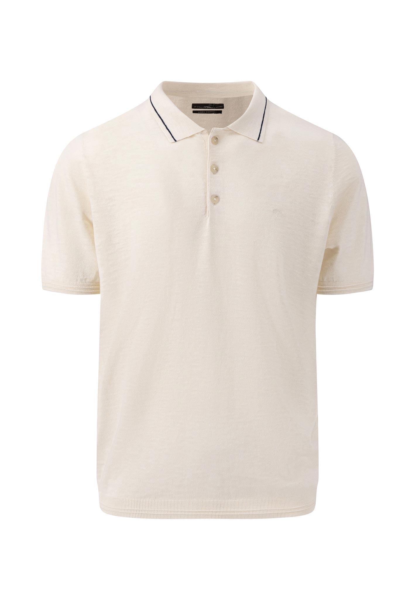 FYNCH-HATTON - Polo, Cotton Linen offwhite - Gr. - L von FYNCH-HATTON