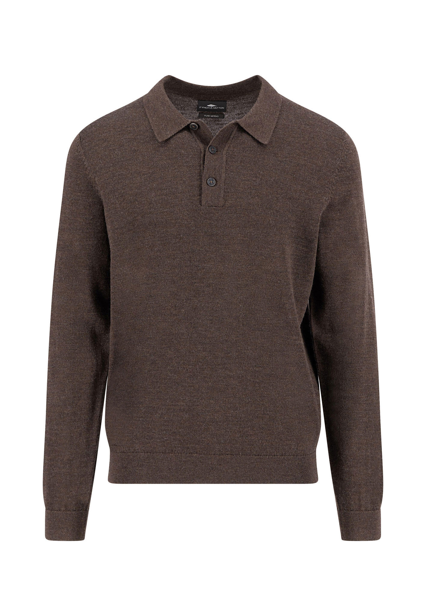 FYNCH-HATTON - Polo, Merino, modern fit dark chocolate - Gr. - L von FYNCH-HATTON