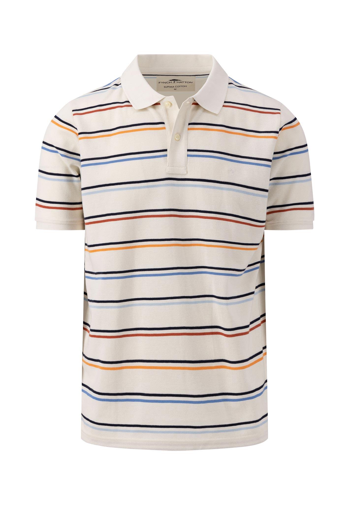 FYNCH-HATTON - Polo, Supima, Multicoloured Stripe offwhite - Gr. - XL von FYNCH-HATTON