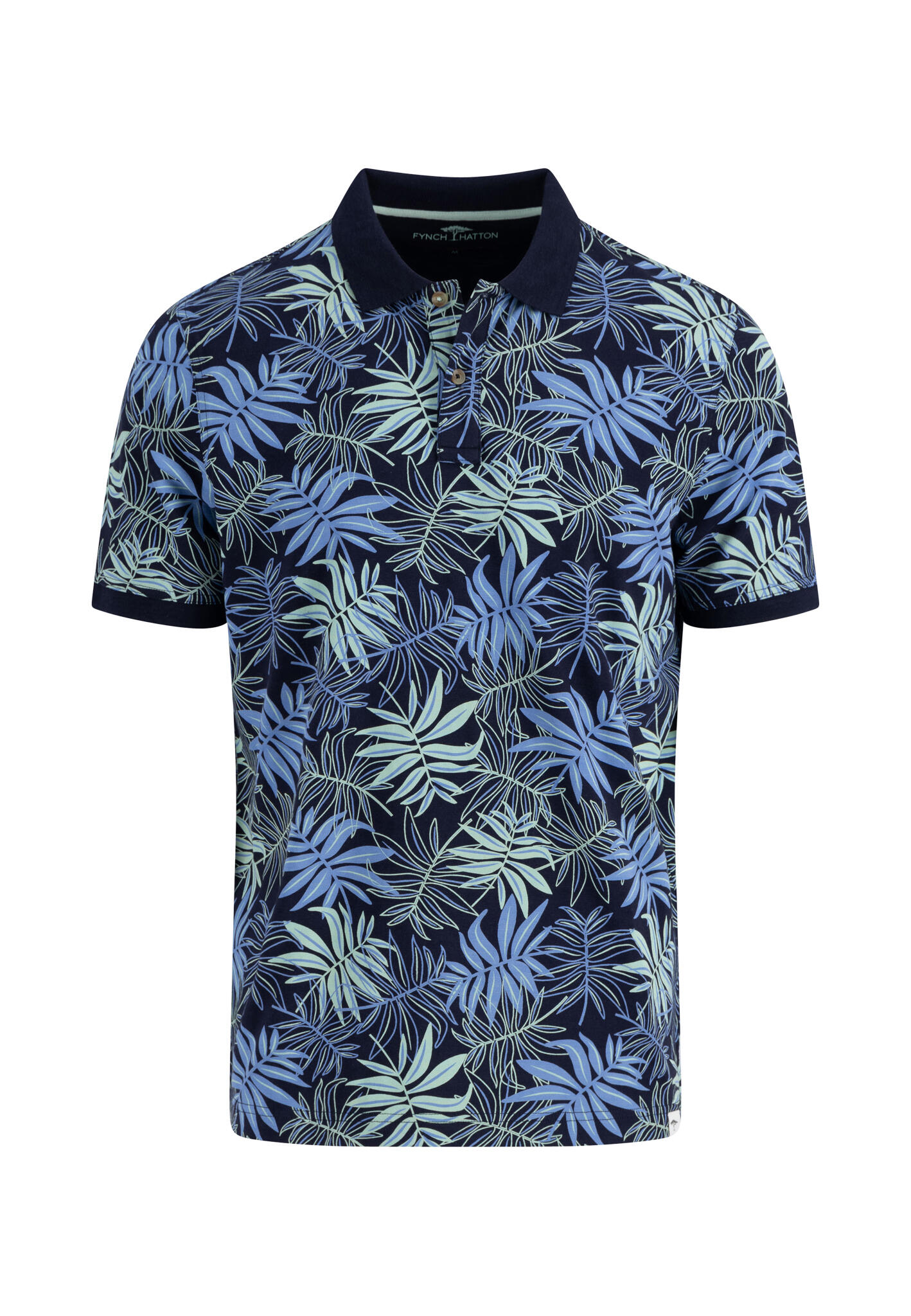 FYNCH-HATTON - Polo, slub, AOP navy - Gr. - L von FYNCH-HATTON