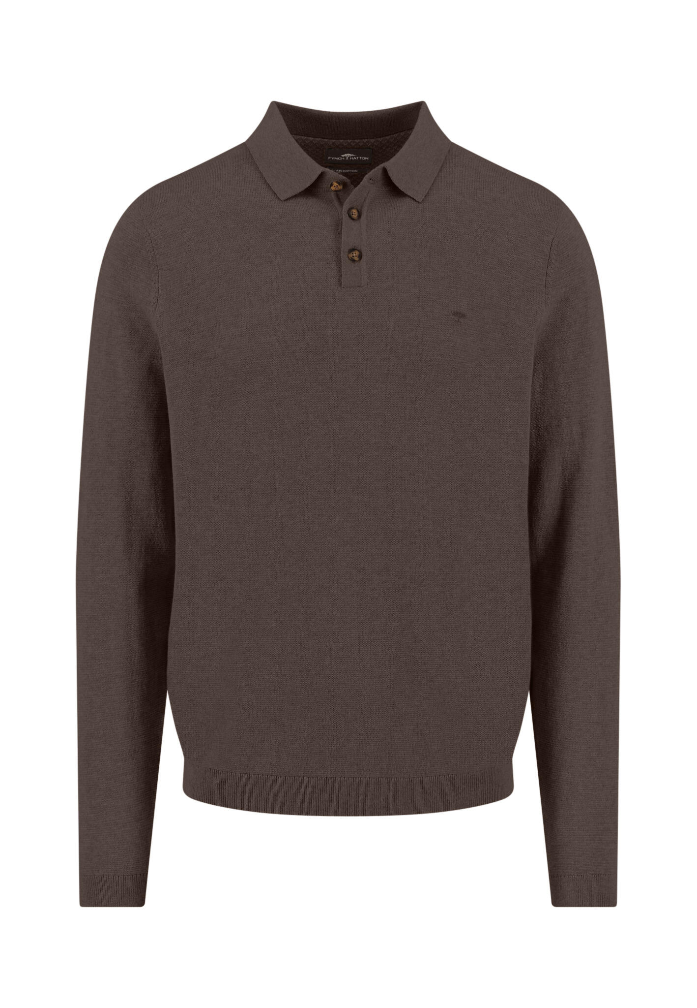 FYNCH-HATTON - Polo Longsleeve, Winter Air Cotton dark chocolate - Gr. - L von FYNCH-HATTON