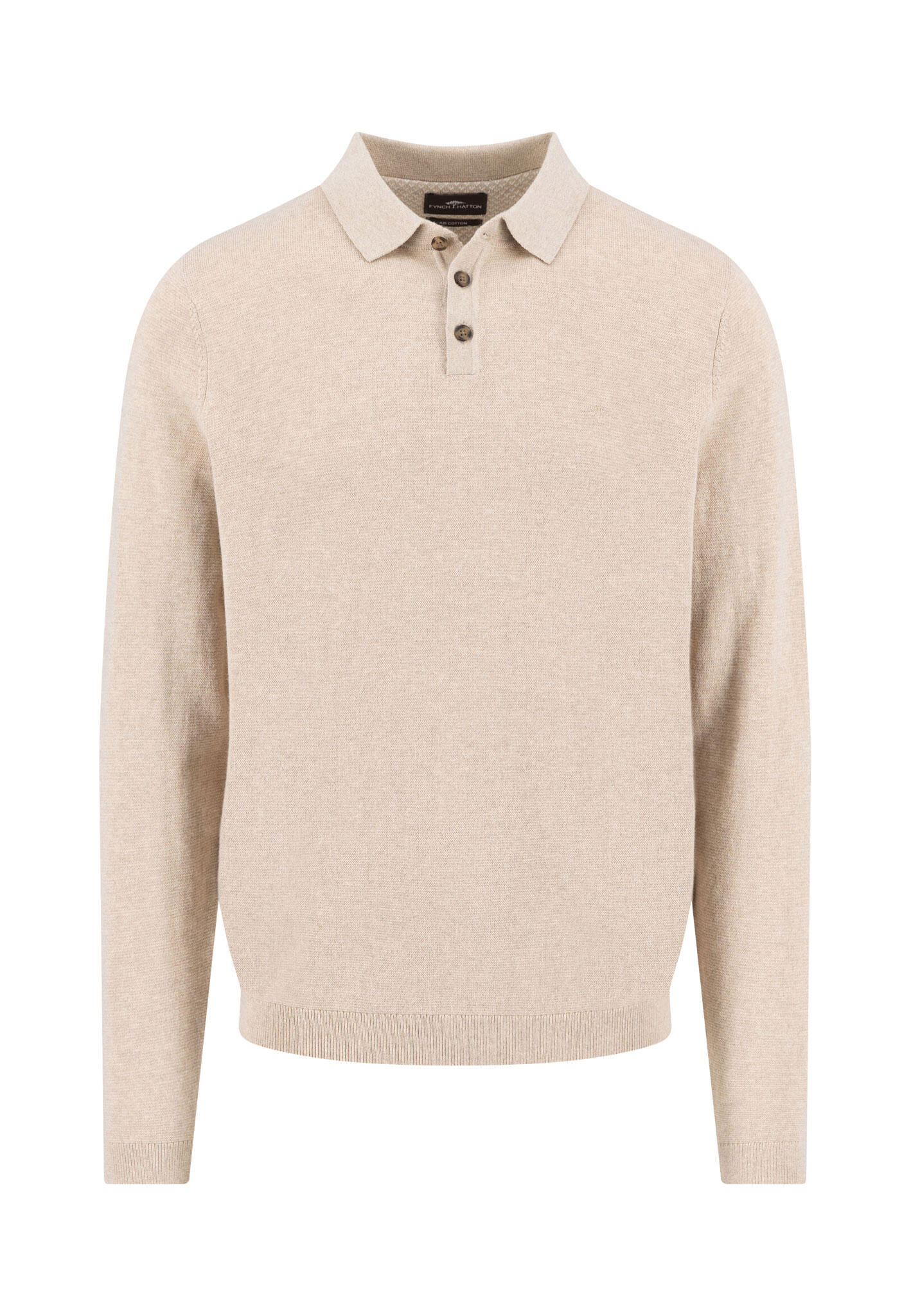 FYNCH-HATTON - Polo Longsleeve, Winter Air Cotton light taupe - Gr. - XL von FYNCH-HATTON