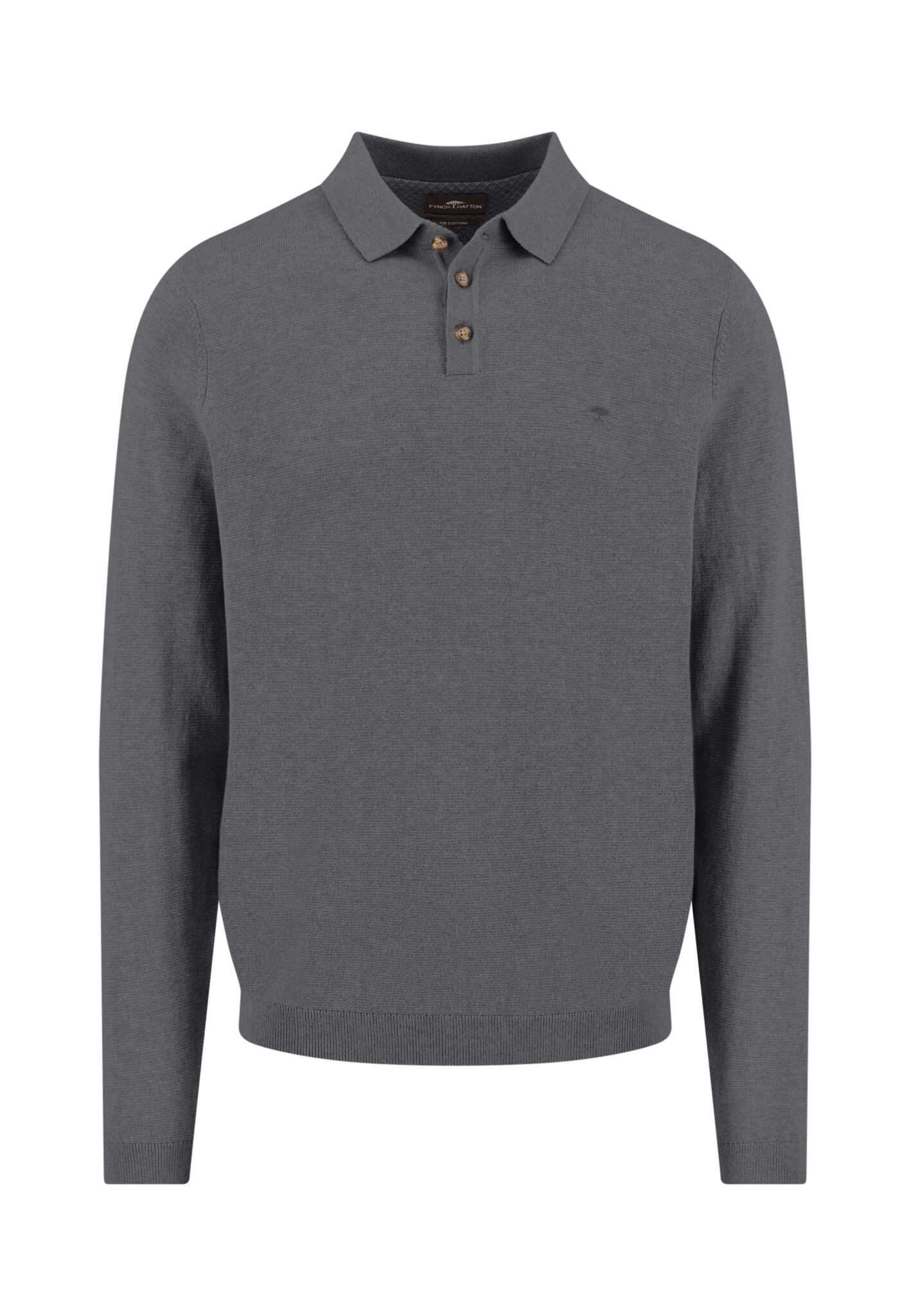 FYNCH-HATTON - Polo Longsleeve, Winter Air Cotton steel - Gr. - XL von FYNCH-HATTON