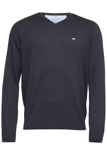 FYNCH-HATTON Fein gestrickter V-Neck Baumwollpullover Charcoal / 4XL von FYNCH-HATTON