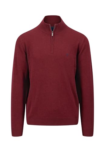 FYNCH-HATTON Pullover aus Baumwolle mit Troyer-Kragen und Logo Detail Ruby red/XXL von FYNCH-HATTON