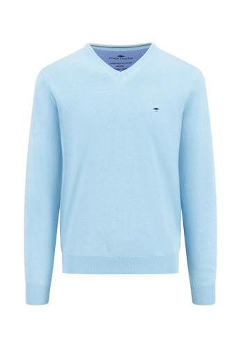 FYNCH-HATTON Pullover aus Baumwolle mit V-Ausschnitt Splashy Ocean/XXL von FYNCH-HATTON