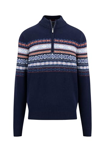 FYNCH-HATTON Pullover mit Troyer-Kragen und Jacquardmuster Navy/XL von FYNCH-HATTON