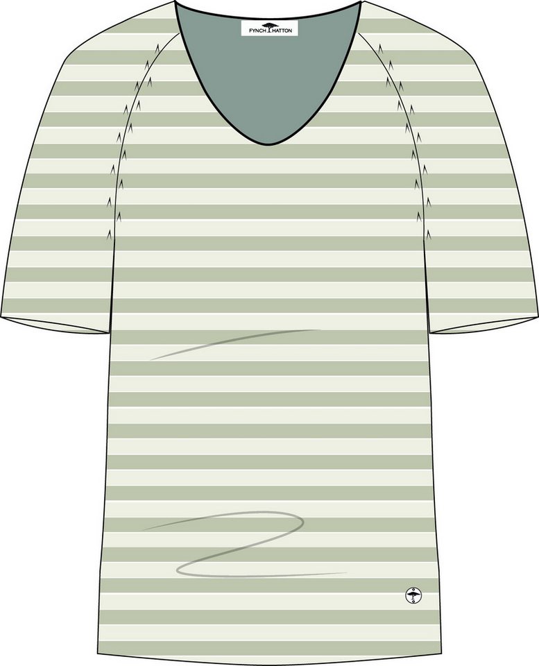 FYNCH-HATTON Pullunder SHIRT KNIT V-NECK STRIPE LINEN MIX von FYNCH-HATTON