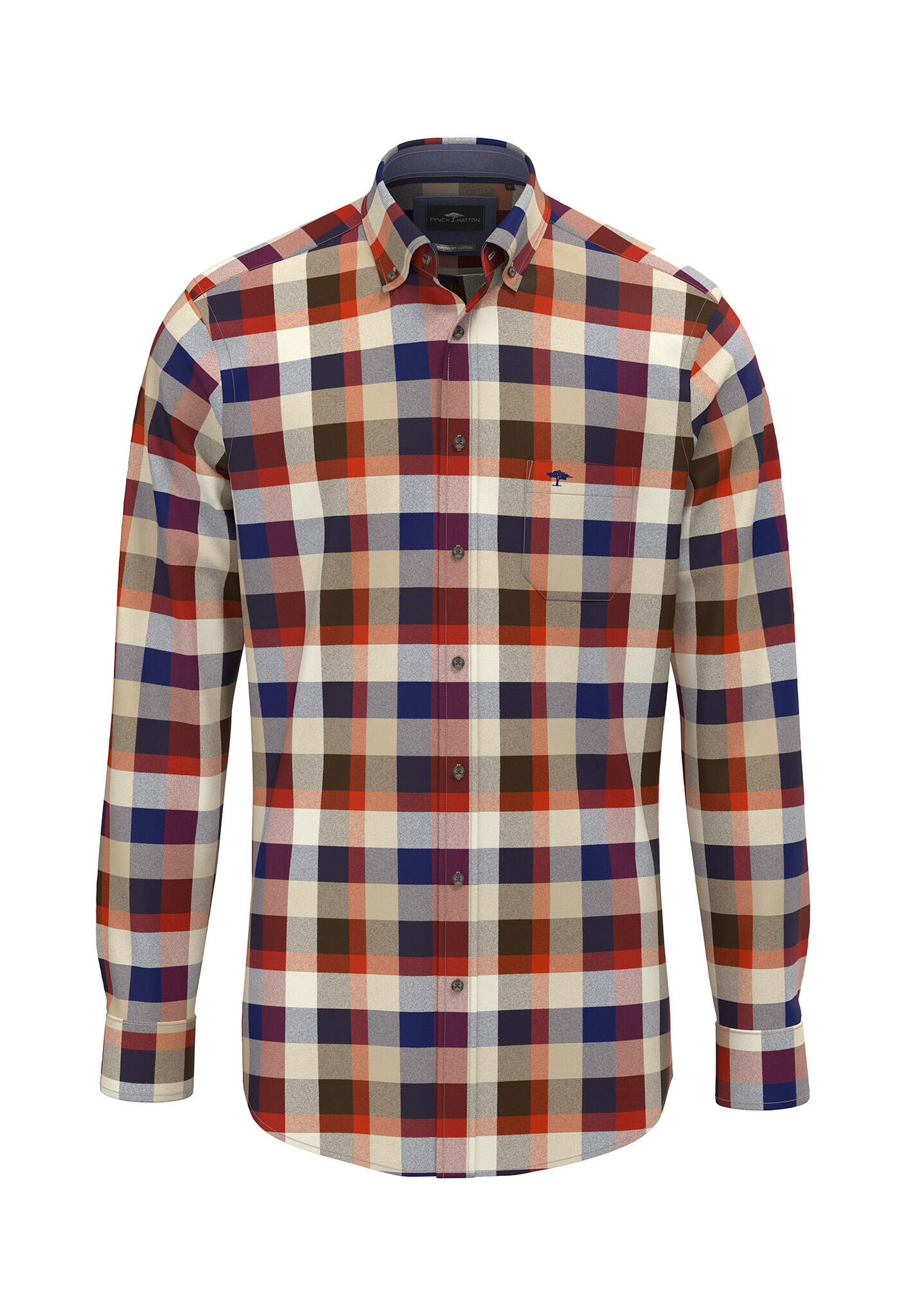 FYNCH-HATTON - Square Flannel Check, B.D., 1/1 garnet red - Gr. - XL von FYNCH-HATTON