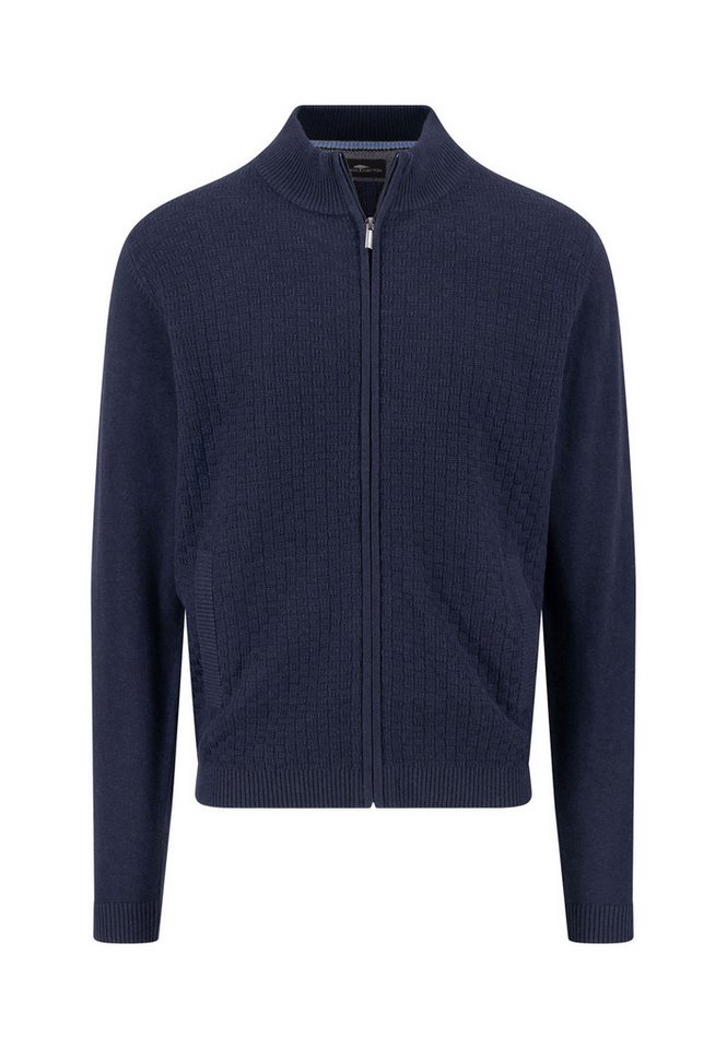 FYNCH-HATTON Strickpullover Cardigan Stand-Up, structure navy von FYNCH-HATTON