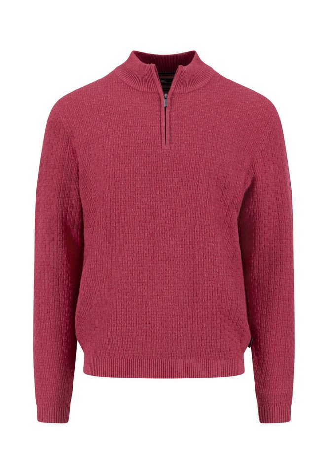 FYNCH-HATTON Strickpullover Zip Troyer, structure berry von FYNCH-HATTON