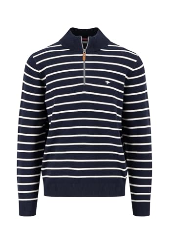 FYNCH-HATTON Strickpullover aus Baumwolle mit Troyer Kragen und Streifen Navy/L von FYNCH-HATTON
