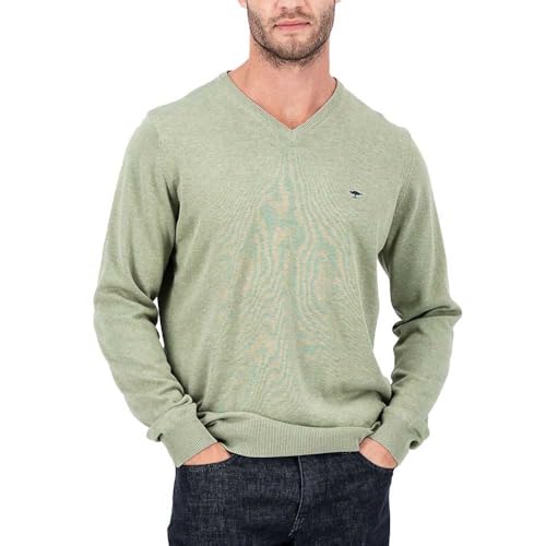 FYNCH-HATTON Strickpullover aus Baumwolle mit V-Ausschnitt Light Khaki/M von FYNCH-HATTON