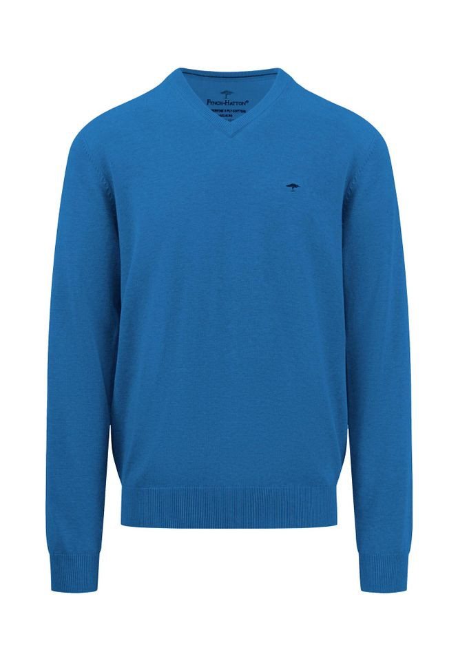FYNCH-HATTON Strickpullover - Legerer Strickpullover mit V-Ausschnitt, Einfarbig, Basic von FYNCH-HATTON