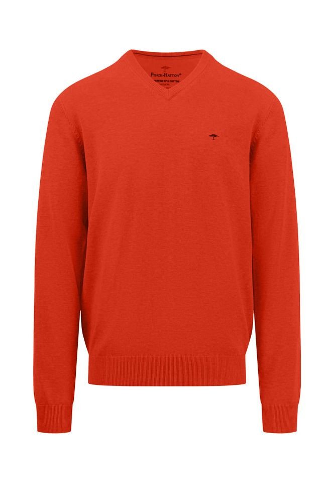 FYNCH-HATTON Strickpullover - Legerer Strickpullover mit V-Ausschnitt, Einfarbig, Basic von FYNCH-HATTON