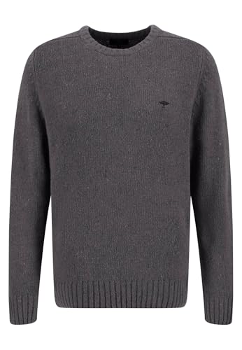 FYNCH-HATTON Herren Pullover aus Donegal-Strick mit Rundhalsausschnitt, Steel, L von FYNCH-HATTON