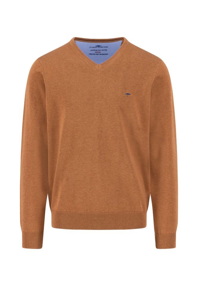 FYNCH-HATTON Strickpullover - eleganter Strickpullover mit V-Ausschnitt in Unifarbe von FYNCH-HATTON