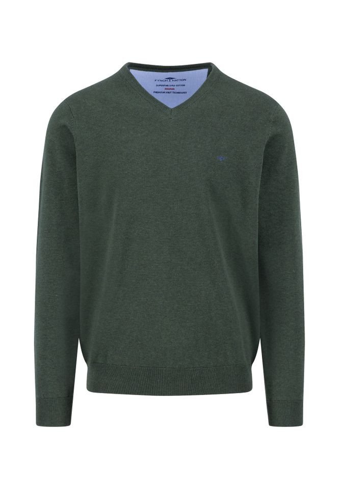 FYNCH-HATTON Strickpullover - eleganter Strickpullover mit V-Ausschnitt in Unifarbe von FYNCH-HATTON