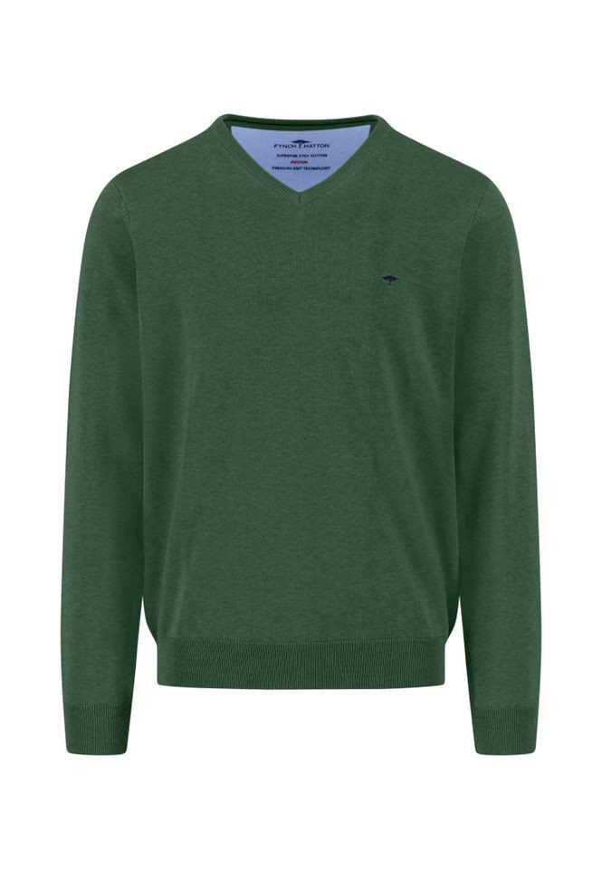 FYNCH-HATTON Strickpullover - eleganter Strickpullover mit V-Ausschnitt in Unifarbe von FYNCH-HATTON
