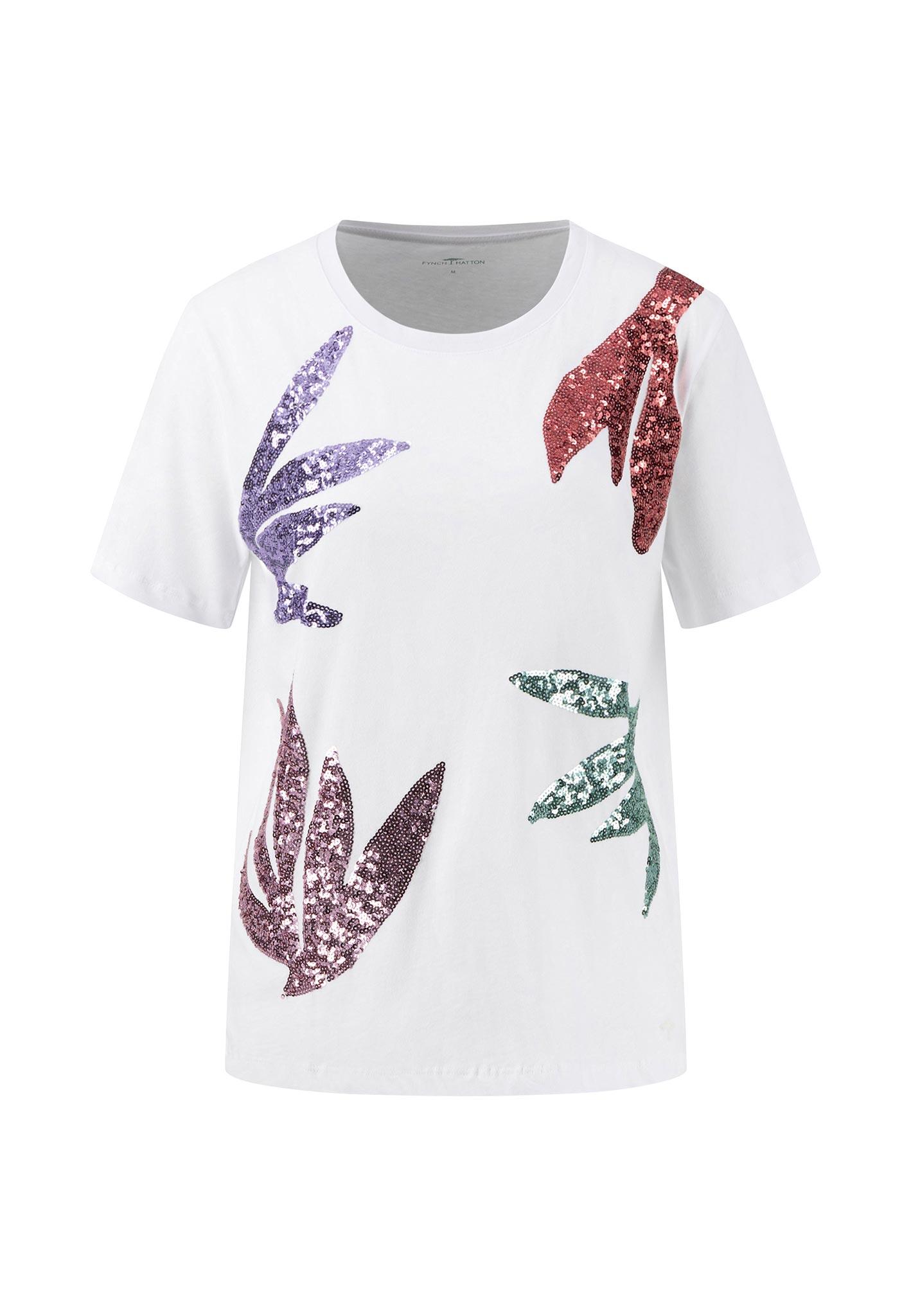 FYNCH-HATTON - T-SHIRT PAILETTE white - Gr. - L von FYNCH-HATTON