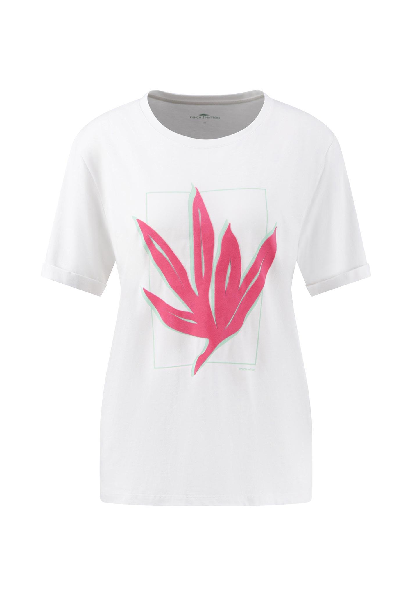 FYNCH-HATTON - T-SHIRT PLACED PRINT LEAF white - Gr. - L von FYNCH-HATTON