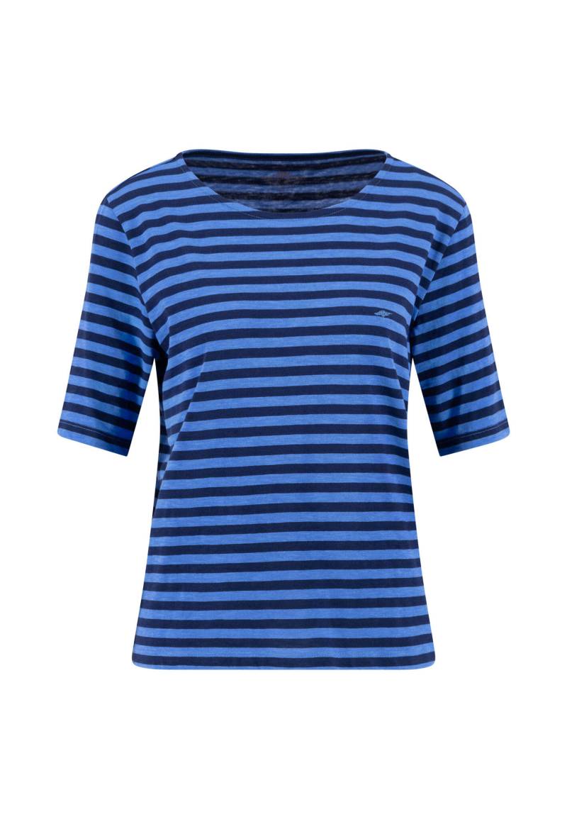 FYNCH-HATTON - T-SHIRT STRIPE SLUB STRUCTURE azur blue - Gr. - S von FYNCH-HATTON