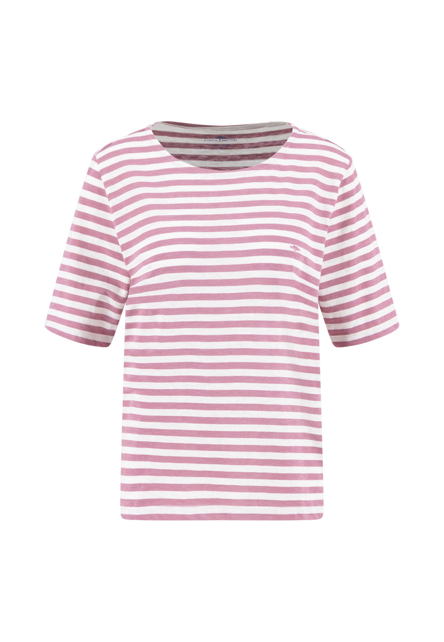 FYNCH-HATTON - T-SHIRT STRIPE SLUB STRUCTURE mauve rose - Gr. - XL von FYNCH-HATTON