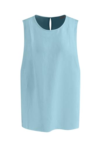 FYNCH-HATTON Top aus Leinen-Viskose-Mix mit Rundhalsausschnitt Aqua Sky / 40 von FYNCH-HATTON