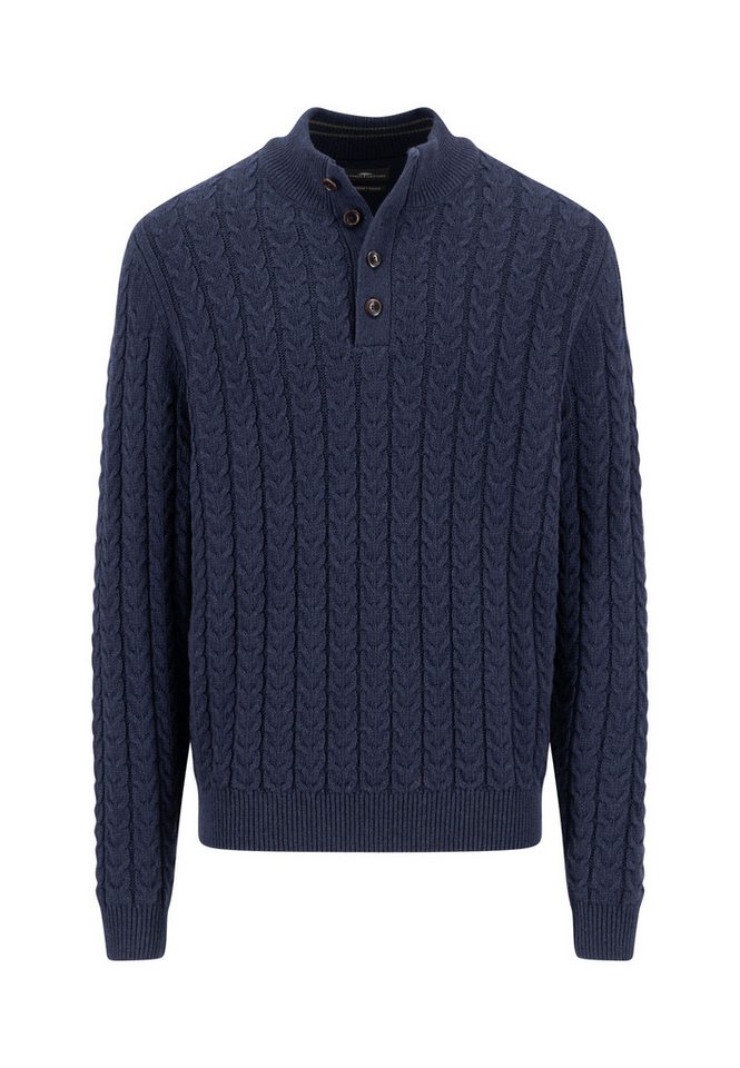 FYNCH-HATTON Troyer Strickpullover mit Zopfmuster und Knopfleiste, Woll-Anteil von FYNCH-HATTON