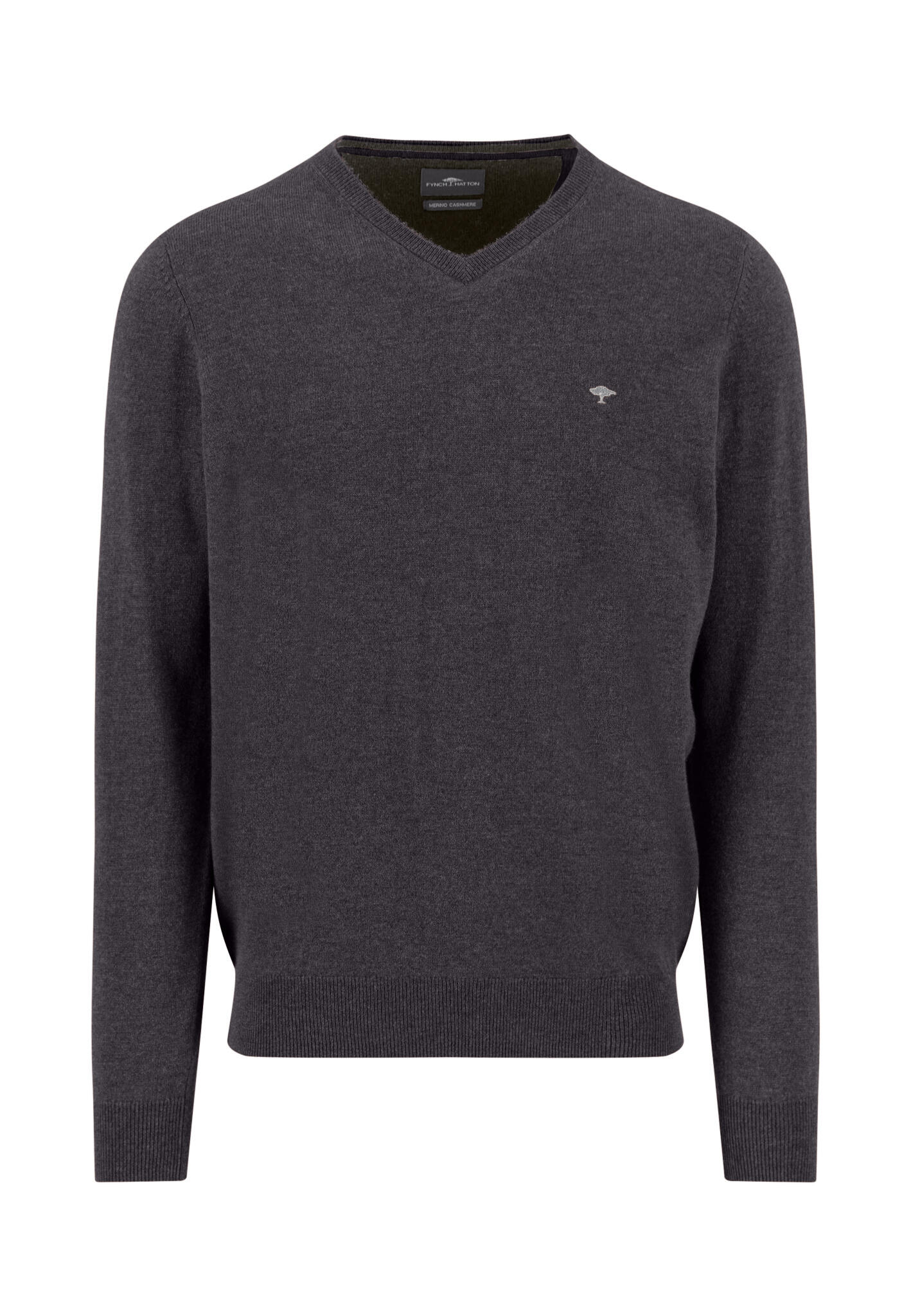 FYNCH-HATTON - V-Neck, Merino Cashmere charcoal - Gr. - 3XL von FYNCH-HATTON