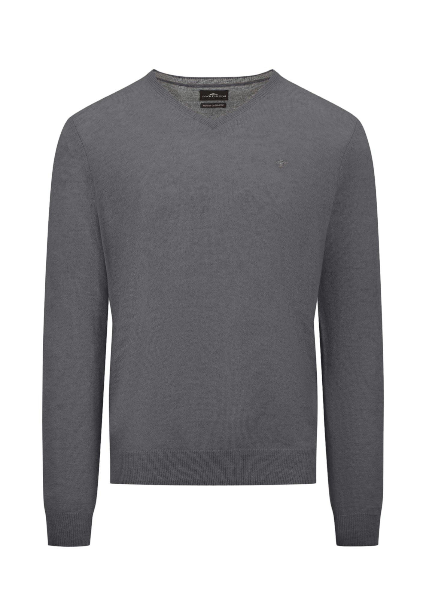 FYNCH-HATTON - V-Neck, Merino Cashmere steel - Gr. - M von FYNCH-HATTON