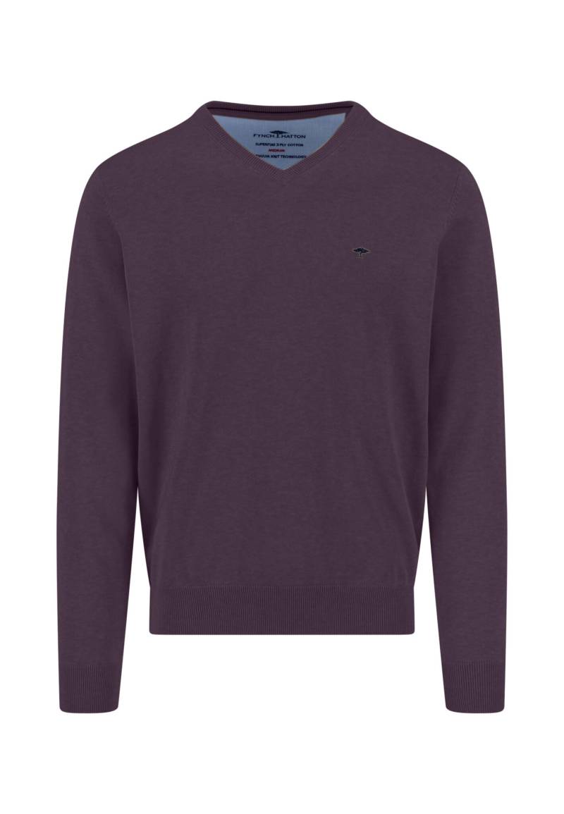 FYNCH-HATTON - V-Neck, Superfine aubergine - Gr. - M von FYNCH-HATTON