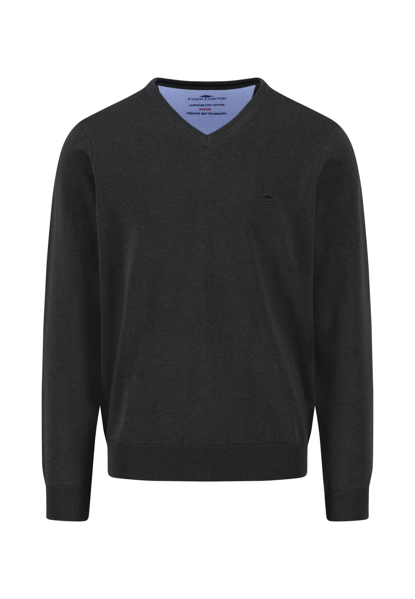 FYNCH-HATTON - V-Neck, Superfine black - Gr. - 3XL von FYNCH-HATTON