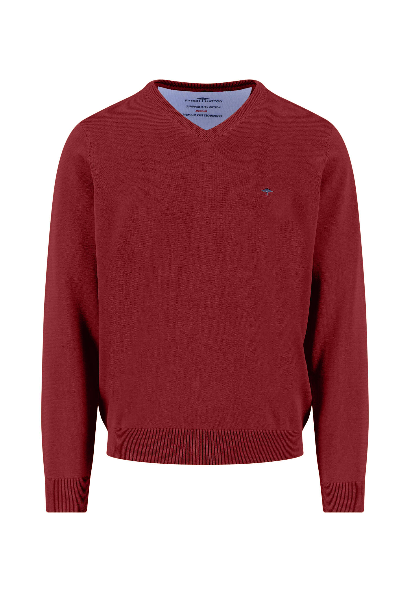 FYNCH-HATTON - V-Neck, Superfine garnet red - Gr. - 3XL von FYNCH-HATTON