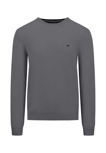 FYNCH-HATTON Weicher Pullover in Unifarben mit Rundhalsausschnitt, Steel, M von FYNCH-HATTON