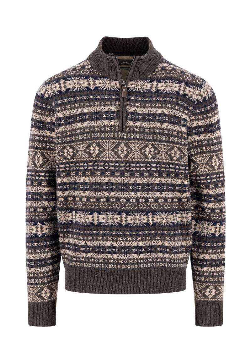 FYNCH-HATTON - Zip Troyer, Jacquard, Lambswool*RWS dark chocolate - Gr. - XL von FYNCH-HATTON
